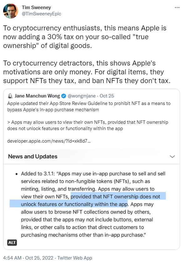 ViMoney: Apple từ chối yêu cầu loại trừ NFT khỏi chính sách "Thuế Apple" 30%