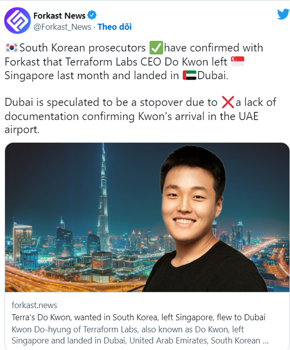 vimoney: Do Kwon có đang "tị nạn" ở Dubai?