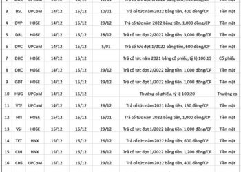 Lịch chốt quyền cổ tức, thưởng cổ phiếu tuần 12/12 - 16/12 - Ảnh 1.