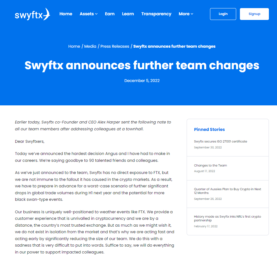 CEO sàn giao dịch Swyftx lên tiếng trấn an