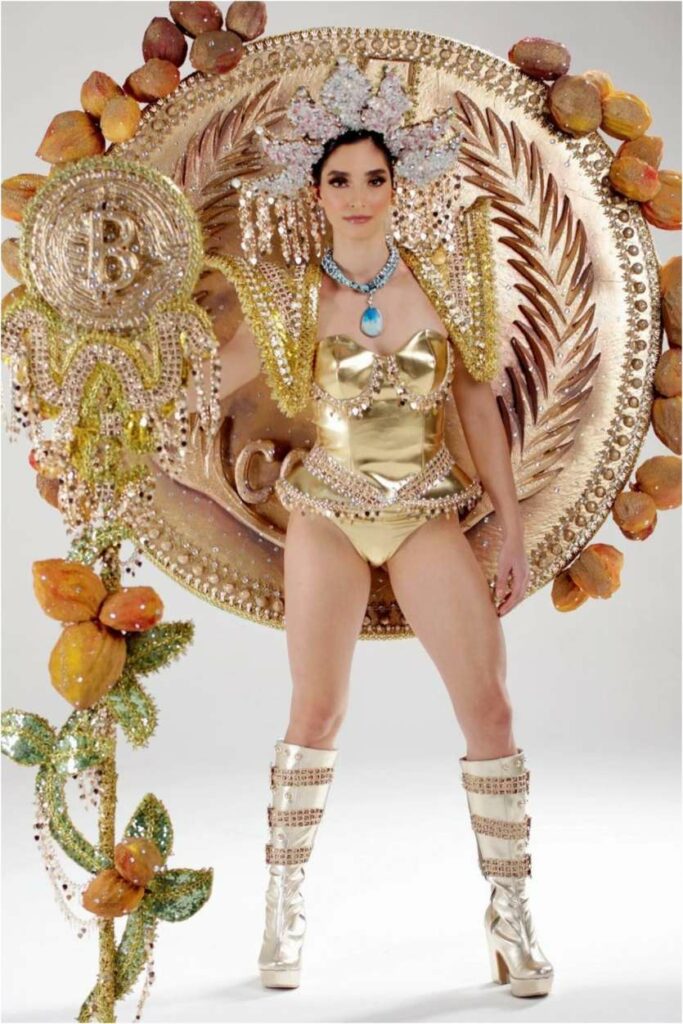Miss Universe El Salvador quảng bá Bitcoin trong phần thi trang phục dân tộc