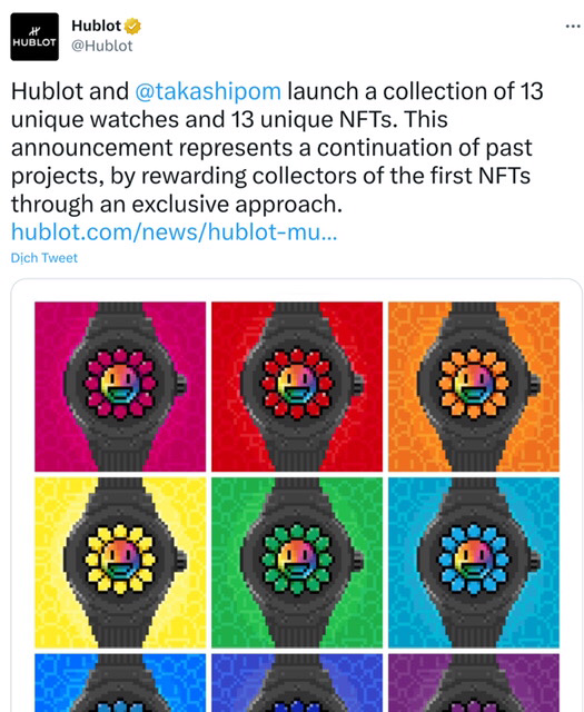 Takashi Murakami hợp tác với Hublot ra mắt bộ sưu tập NFT siêu sang