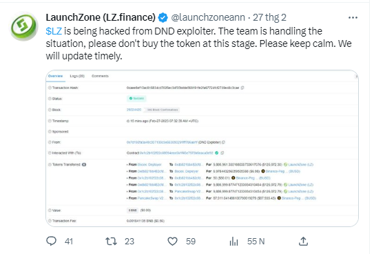 LaunchZone DeFi bị hacker quấy phá