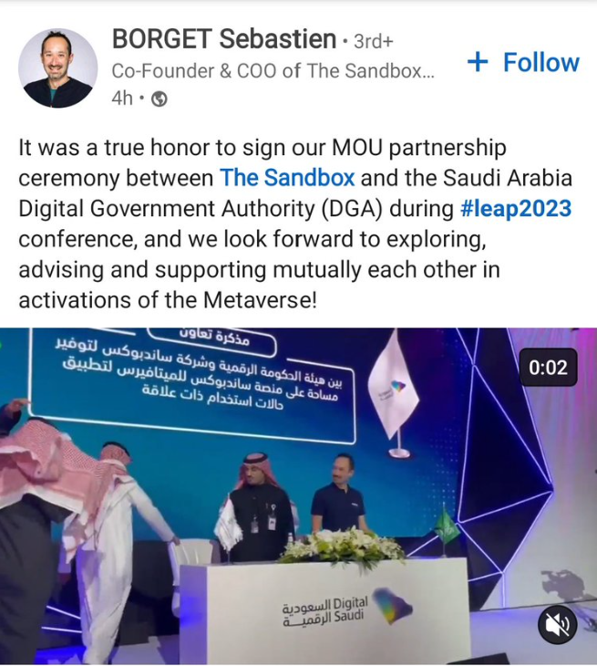 The Sandbox (SAND) là đối tác của chính quyền Saudi Arabia