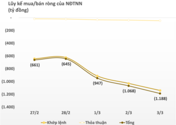 Khối ngoại bán ròng hơn nghìn tỷ trong tuần đầu tháng 3, dàn trải trên diện rộng - Ảnh 1.