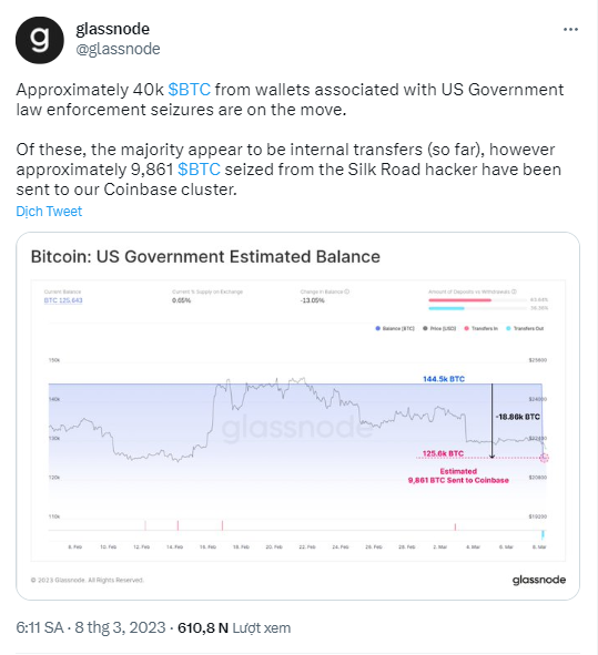 Chính quyền Mỹ đột ngột di chuyển Bitcoin lên Coinbase 