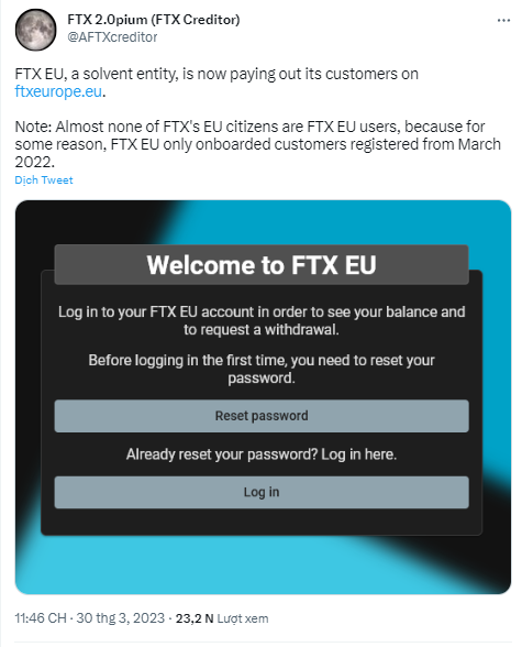 FTX EU ra mắt trả tài sản cho người chịu thiệt hại