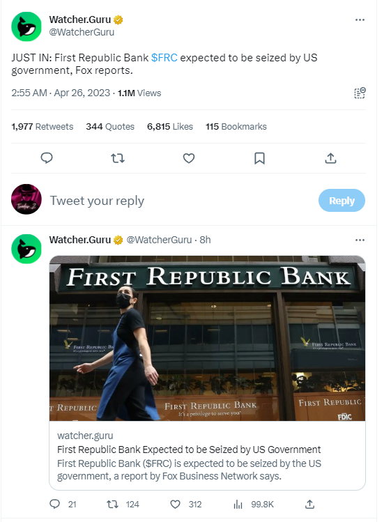 Ngân hàng First Republic sẽ bị chính phủ Mỹ tịch thu