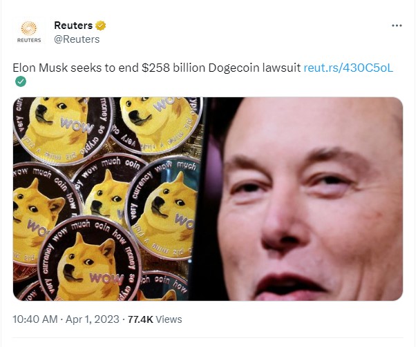 ViMoney: Dogecoin tăng bất chấp vụ kiện chống lại Elon Musk về các Tweet về tiền điện tử