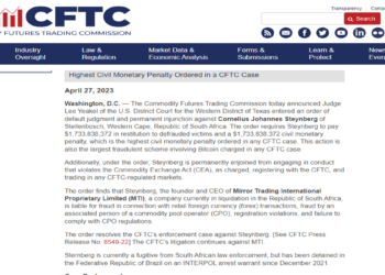 CFTC chiến thắng 3,4 tỷ USD trong vụ kiện lừa đảo liên quan tới Bitcoin