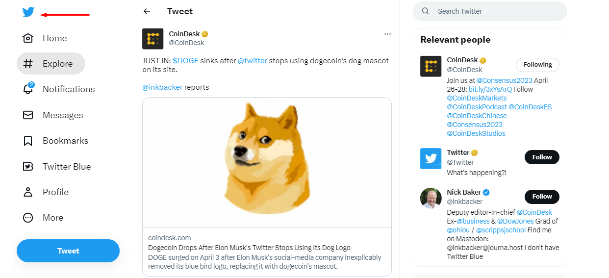 Dogecoin “dựng cột” lao dốc thảm sau khi Elon Musk rút logo DOGE khỏi nút home Twitter.