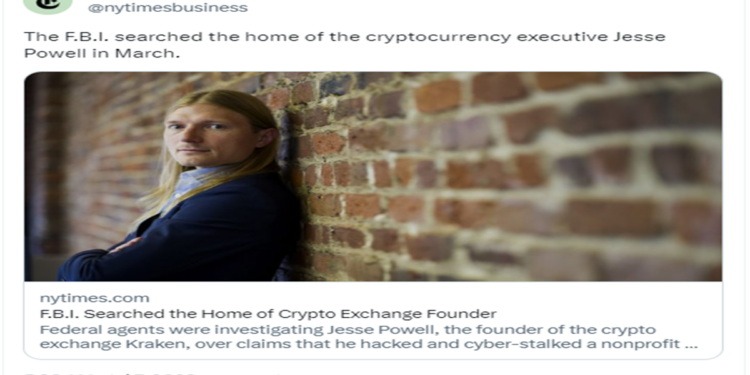 Cựu Giám đốc điều hành Kraken Jesse Powell bị FBI “sờ gáy”