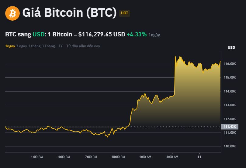 Bitcoin lập đỉnh lịch sử mới vượt 115.000 USD – Đà tăng chưa có dấu hiệu dừng lại